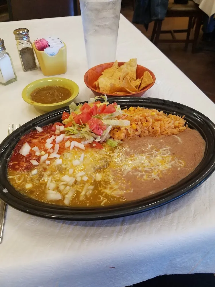 Cheese Enchilada Plate with Chips and Salsa